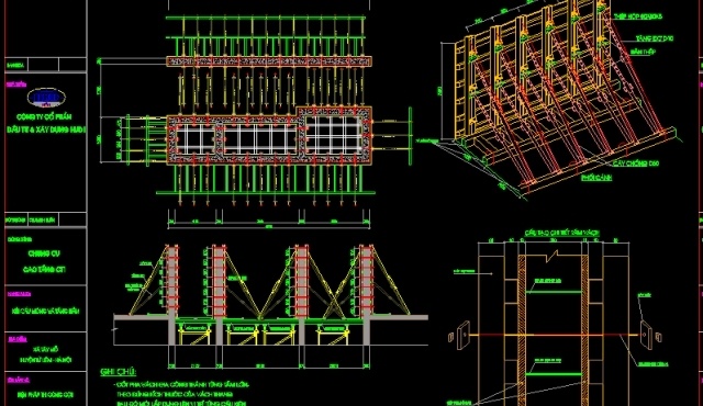 File thiết kế Bản vẽ autocad biện pháp thi công thang máy